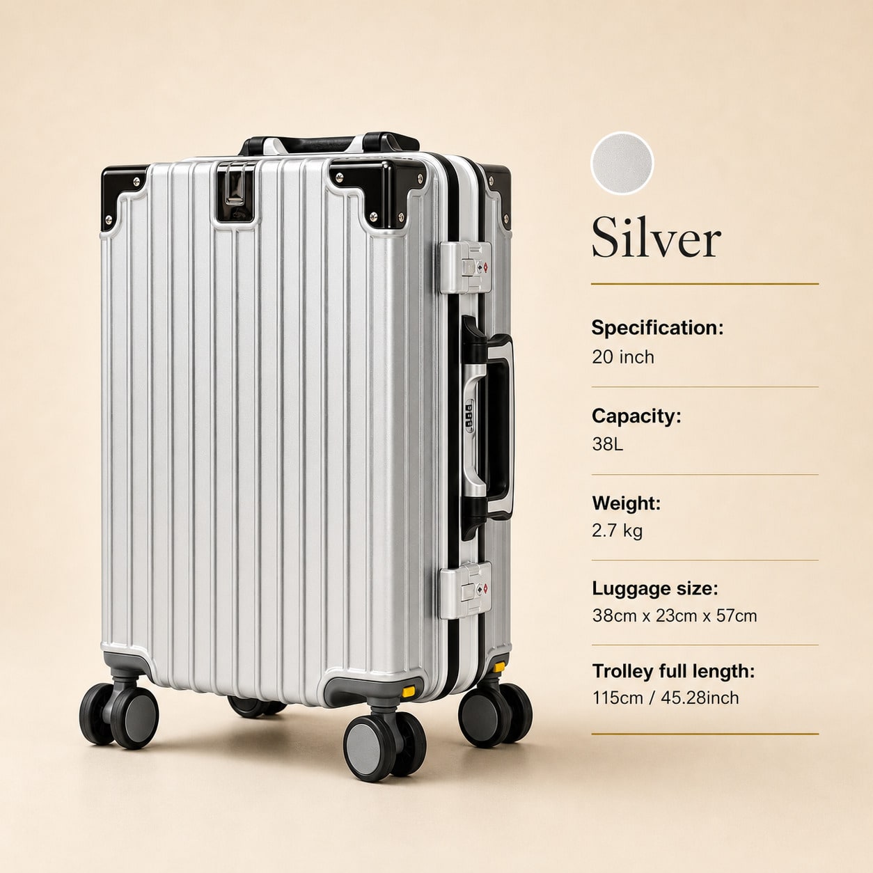 Mala de cabine de 20 polegadas - Aluminum Frame Carry On Luggage avaliação e preço